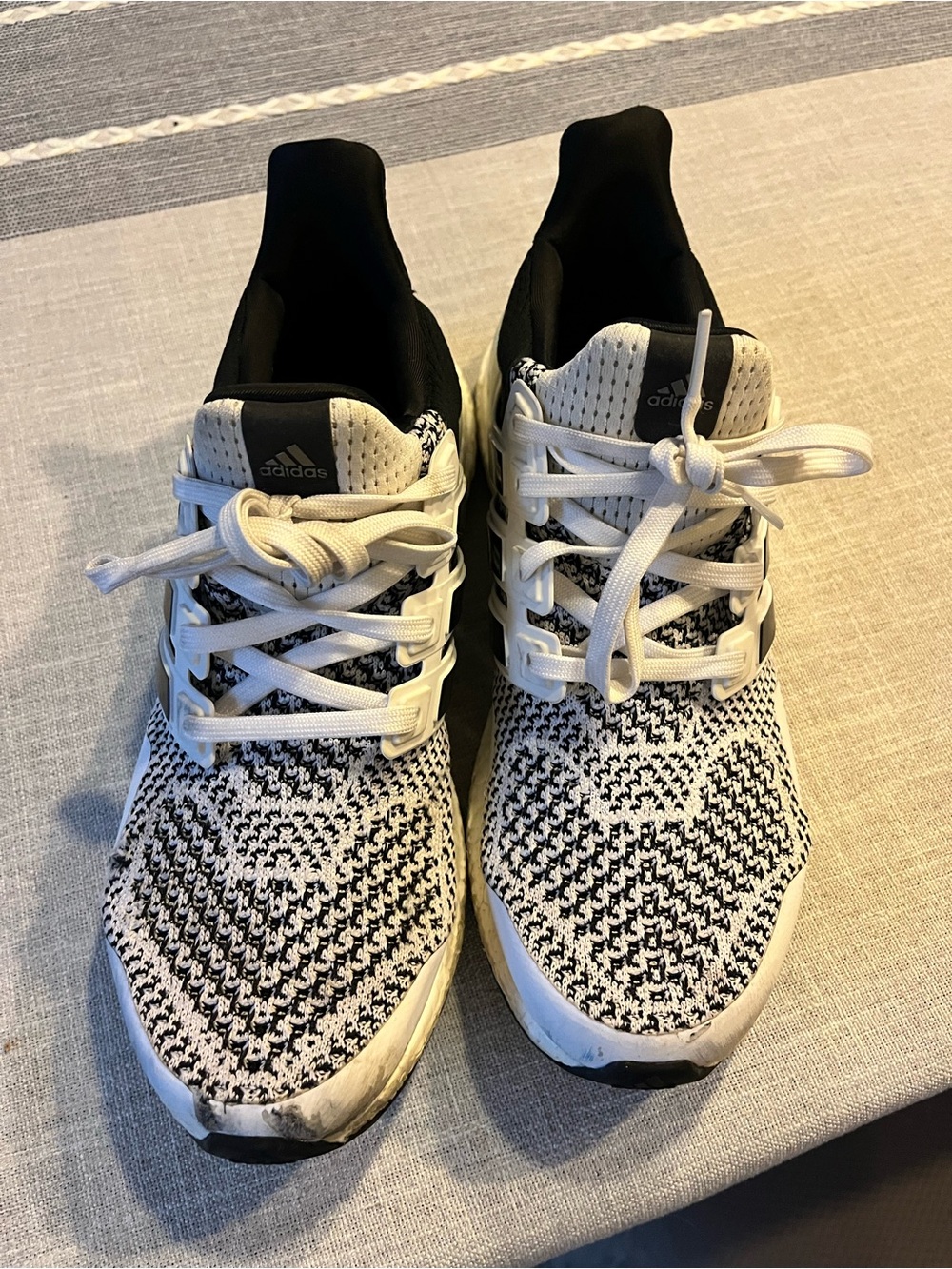 adidas ultra boost Men’s Black & White Knit Athletic Sneakers